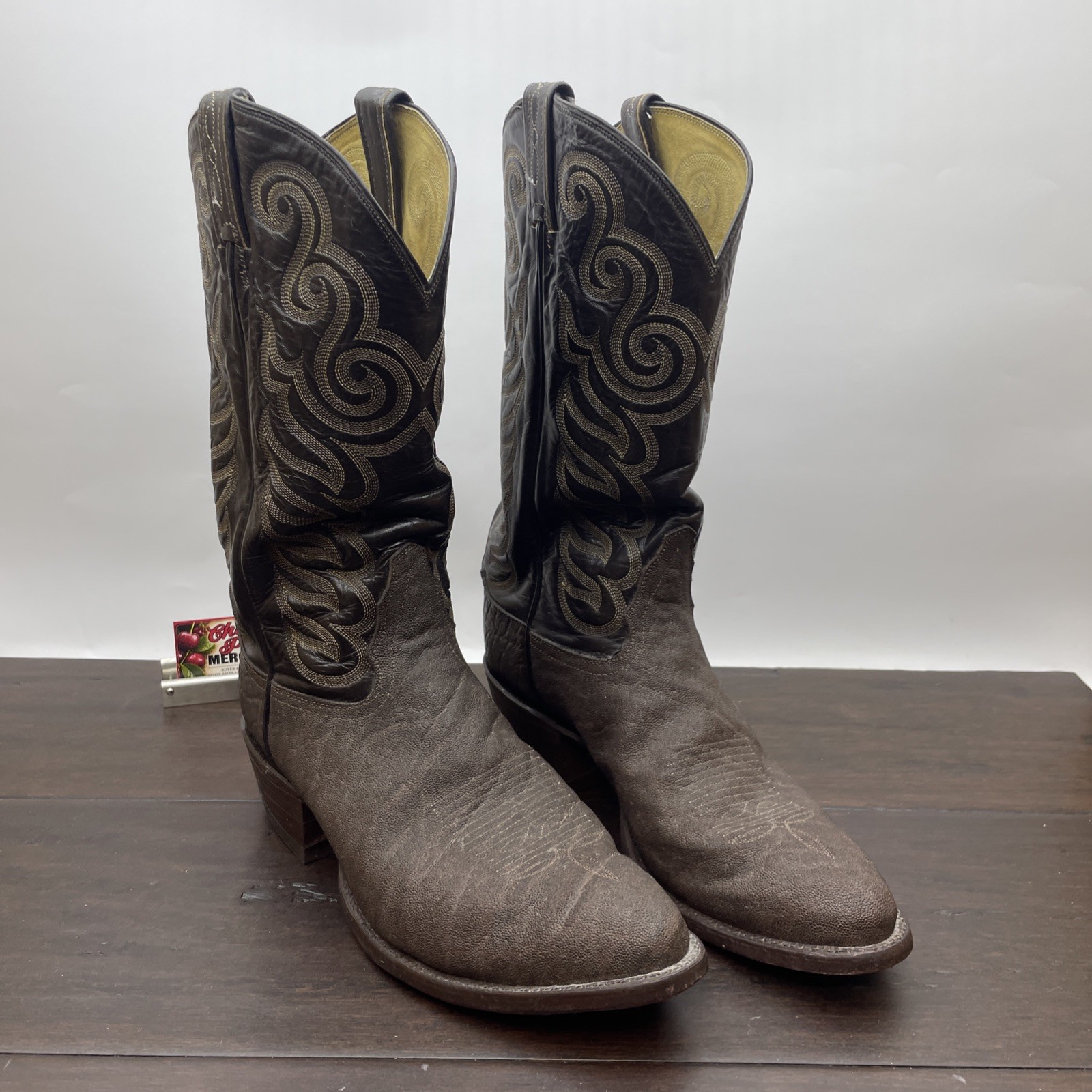 Vintage Tony Lama 8266 Cowboy Boots Brown Exotic Leather Men 11.5 D
