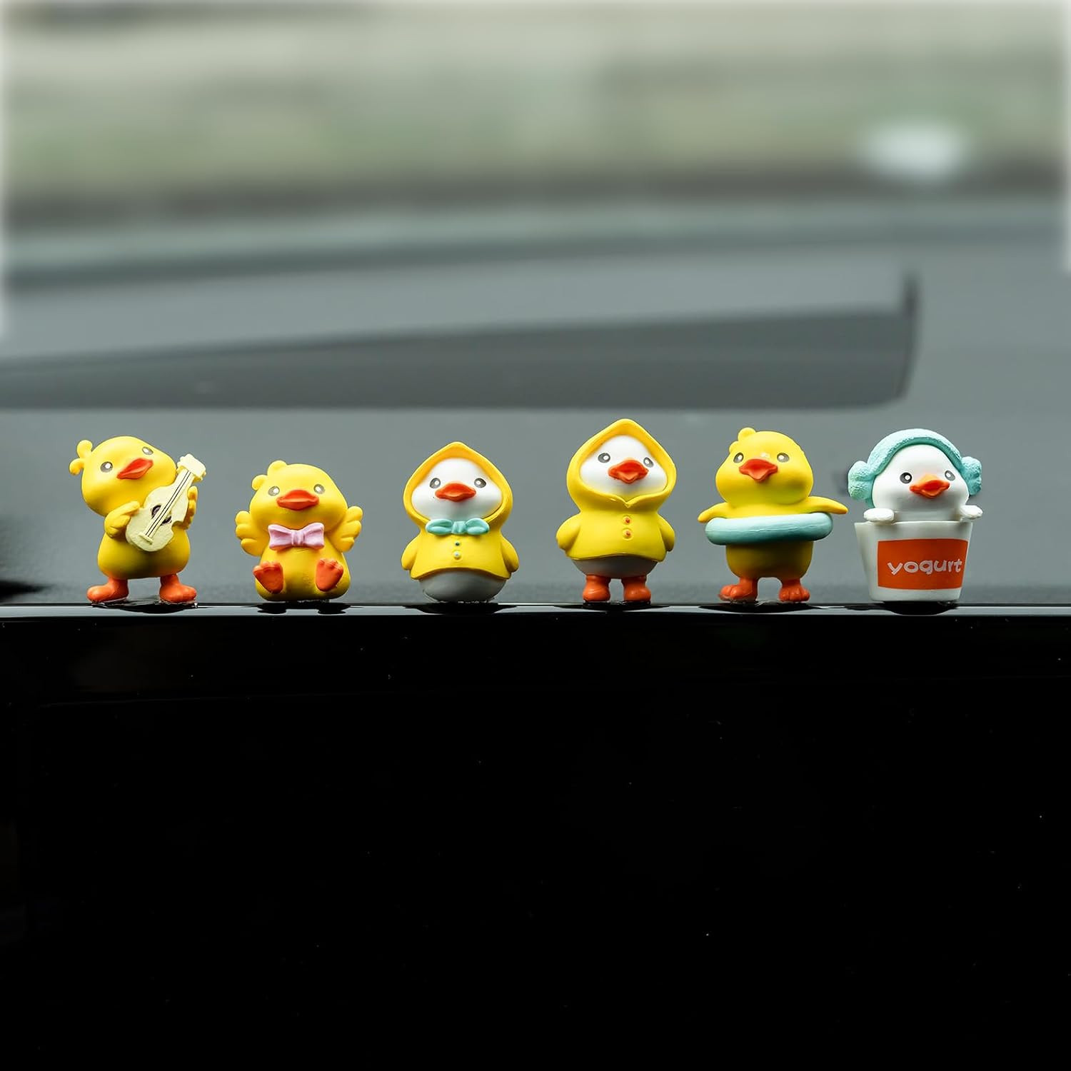 Yellow Duck Car Dashboard Decor, 6PCS Cute Duck Car Dash Decorations, Rear View 