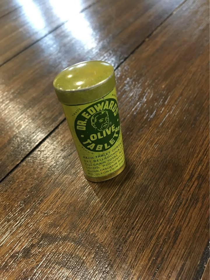 Antique Vtg DR EDWARDS OLIVE TABLETS TIN Laxative Early 1900\'s Pre WWII Design Antique Vtg DR EDWARDS OLIVE TABLETS TIN Laxative Early 1900\'s Pre WWII Design
