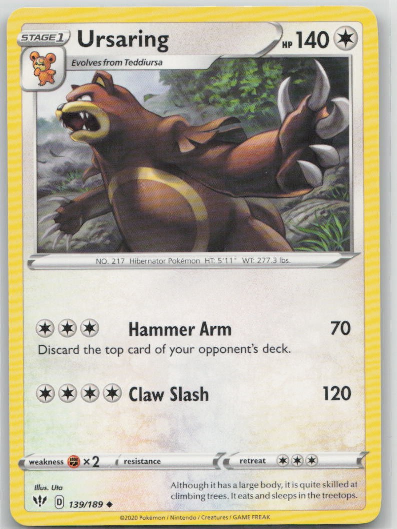 Ursaring 139/189 Uncommon Darkness Ablaze Pokemon Near Mint Ursaring 139/189 Uncommon Darkness Ablaze Pokemon Near Mint