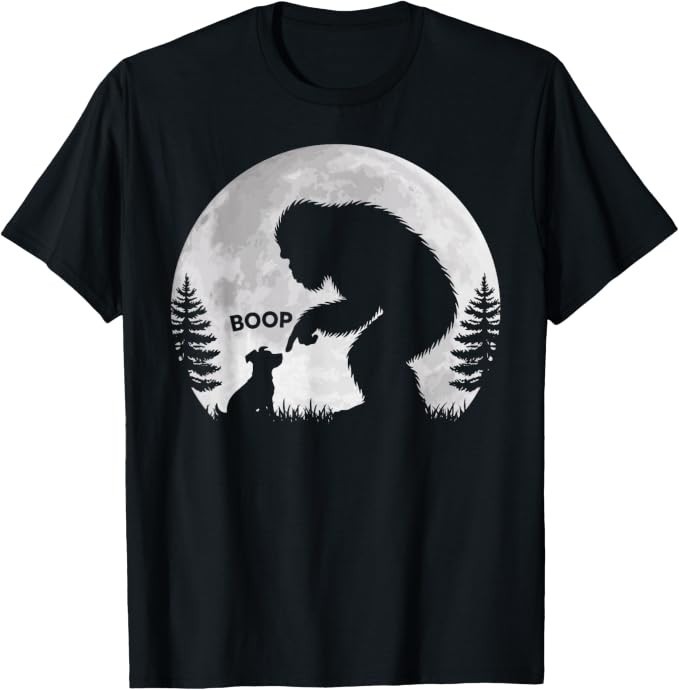 Bigfoot Boop Dog Retro Funny Sasquatch Meme Dog Lovers T-Shirt