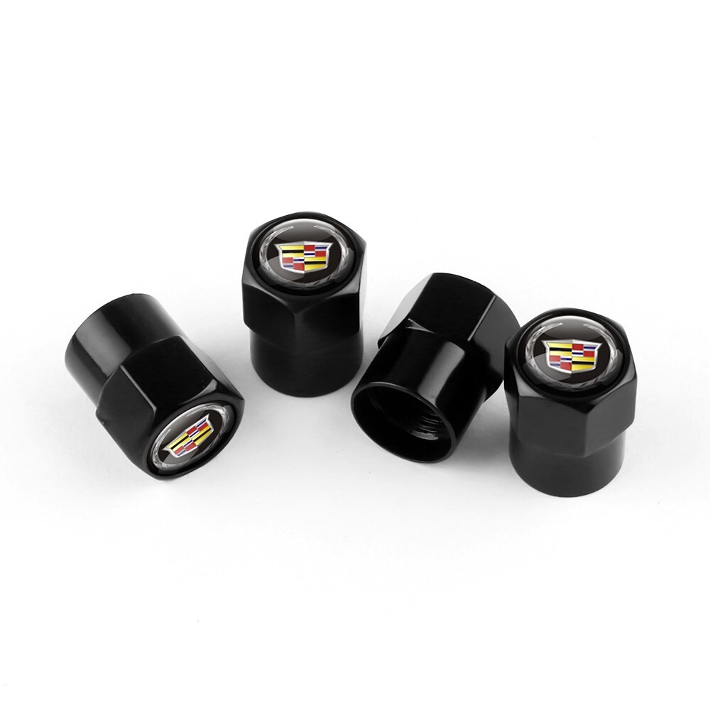 4Pcs Cadillac Tire Valve Stem Caps Set For All Modes Black Anodized Aluminum 4Pcs Cadillac Tire Valve Stem Caps Set For All Modes Black Anodized Aluminum