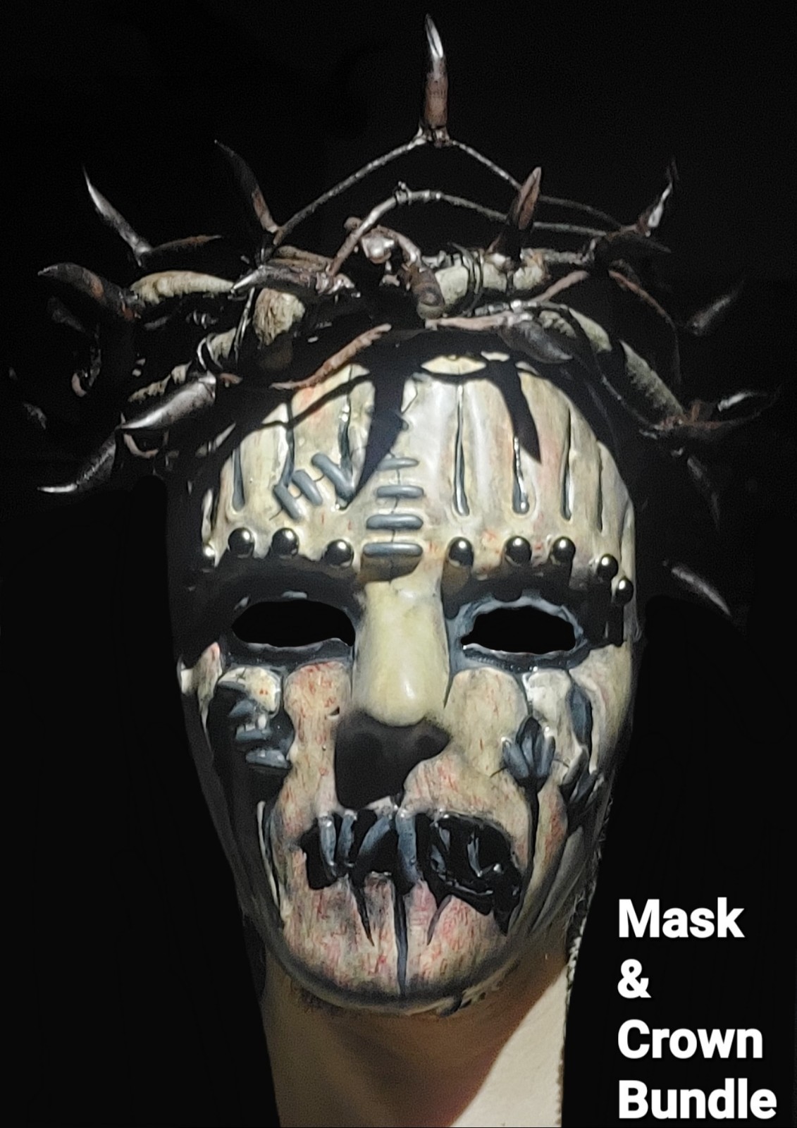 Slipknot AHIG Joey Jordison Mask & Thorn Crown Replica Bundle (Debute Variant)