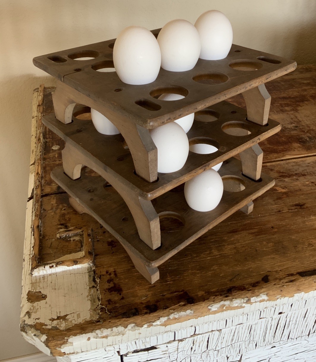 Antique Victorian 3 Tier Stacking Wooden Egg Racks Primitive Treen Pantry c1900