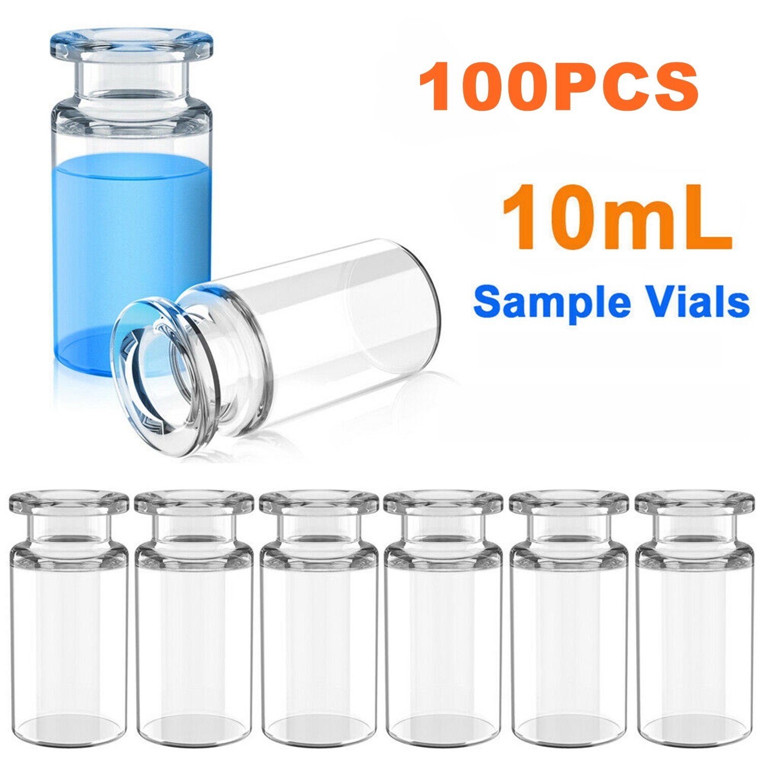 1000pcs 10ml Headspace Sample Vials 20mm Crimp Top Bevelled Edge Flat Bottom US