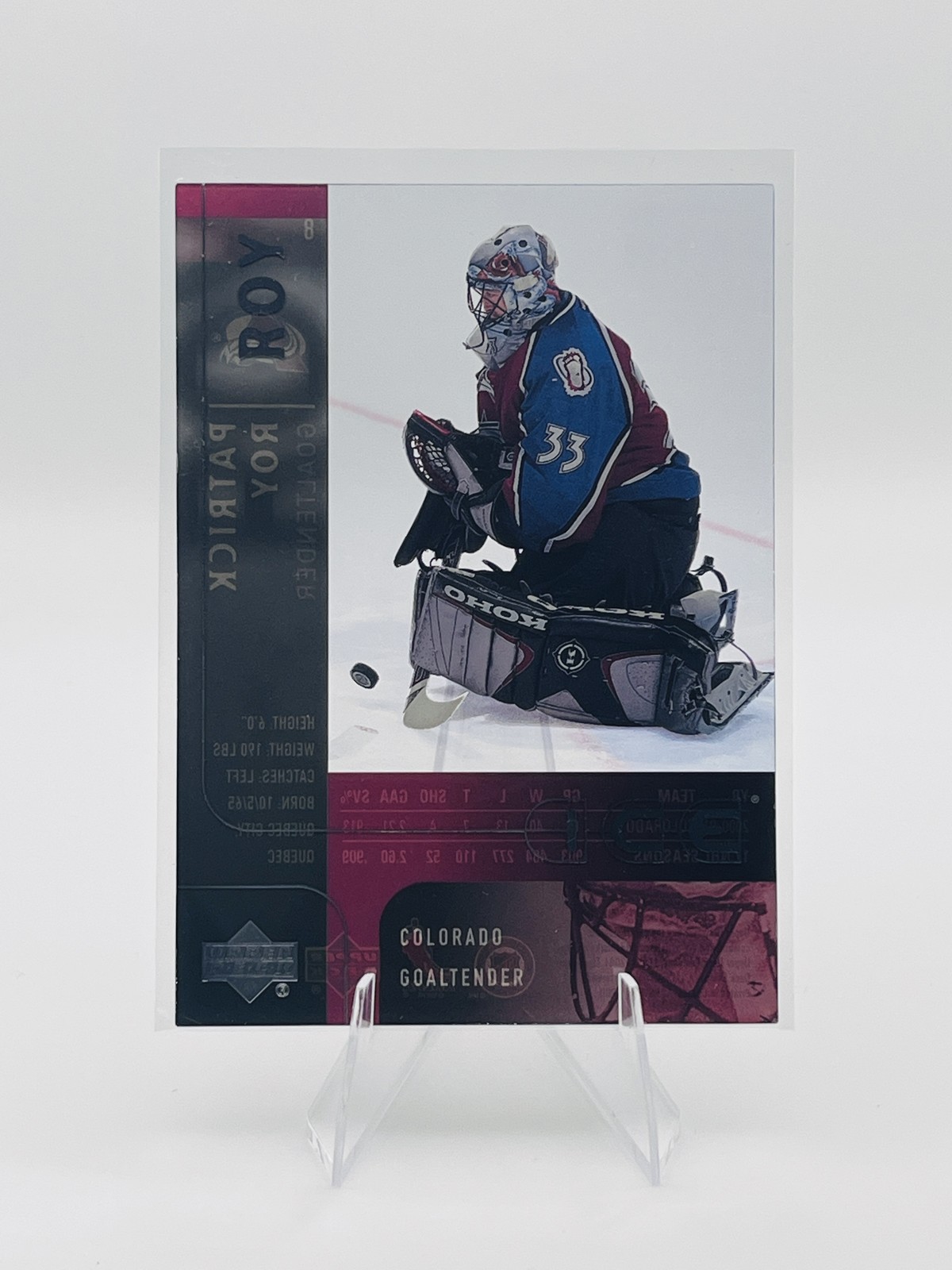 2001-02 Upper Deck Ice #8 Patrick Roy 2001-02 Upper Deck Ice #8 Patrick Roy
