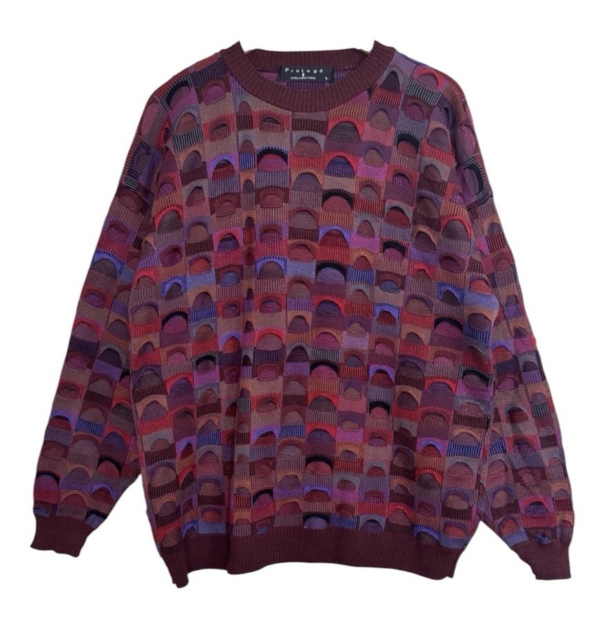 VTG Protege 90s Coogi Cosby 3D Knit Textured Sweater Crewneck Geometric Large VTG Protege 90s Coogi Cosby 3D Knit Textured Sweater Crewneck Geometric Large