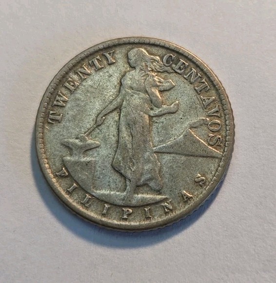 1944 D Philippines 20 Centavos WWII Era Silver Coin 1944 D Philippines 20 Centavos WWII Era Silver Coin