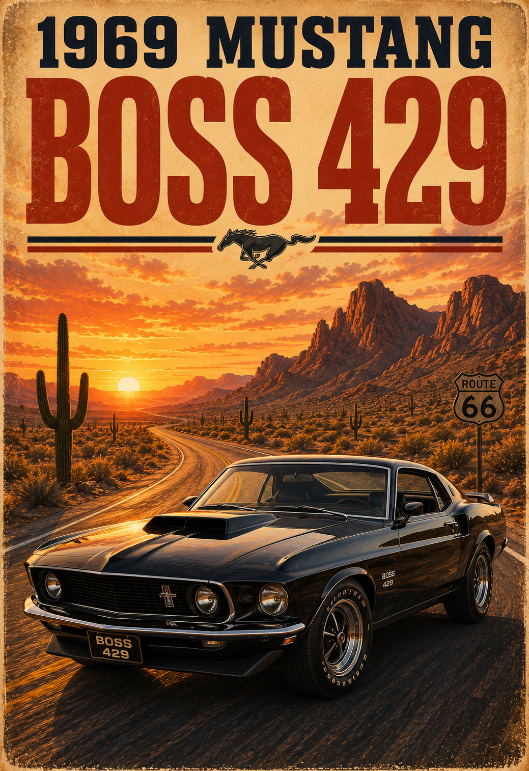 1969 Ford Mustang Boss 429 Vintage Style Poster Classic Muscle Car Wall Art 13x1 1969 Ford Mustang Boss 429 Vintage Style Poster Classic Muscle Car Wall Art 13x1