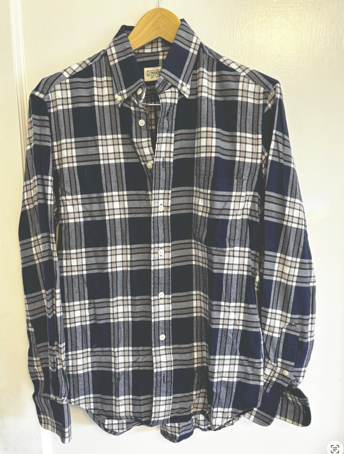 Gitman Bros Flannel Shirt Mens Med, Navy Blue Plaid Made in USA Cotton Gitman Bros Flannel Shirt Mens Med, Navy Blue Plaid Made in USA Cotton