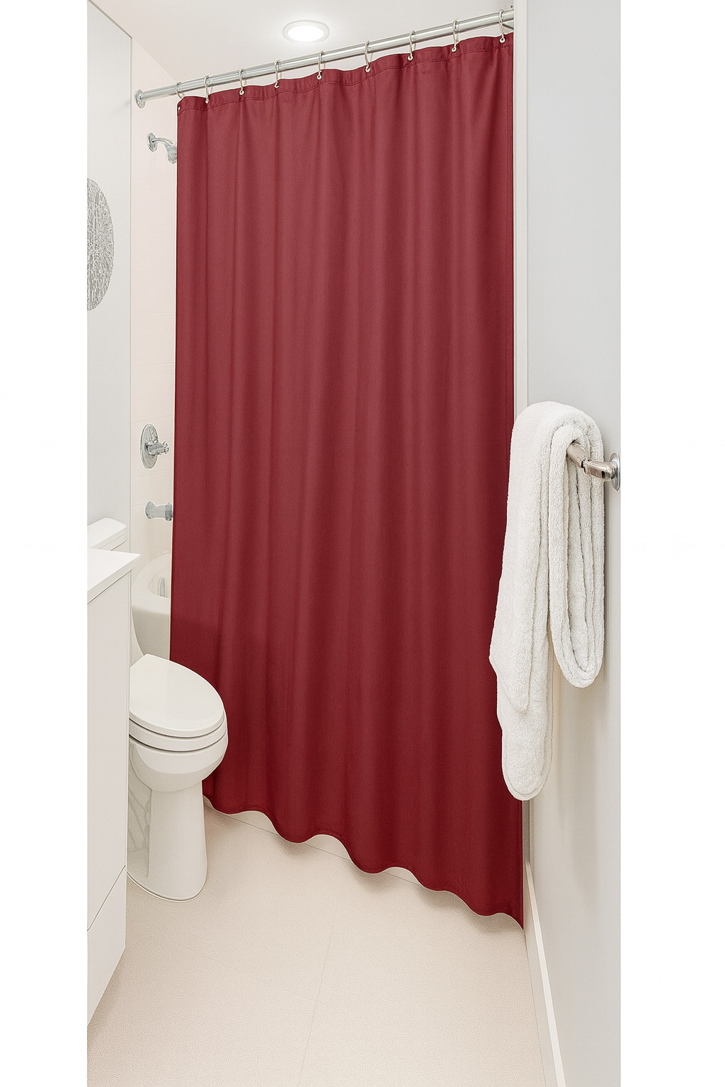 Burgundy Heavy Duty Magnetized Shower Curtain Liner Mildew Resistant Burgundy Heavy Duty Magnetized Shower Curtain Liner Mildew Resistant