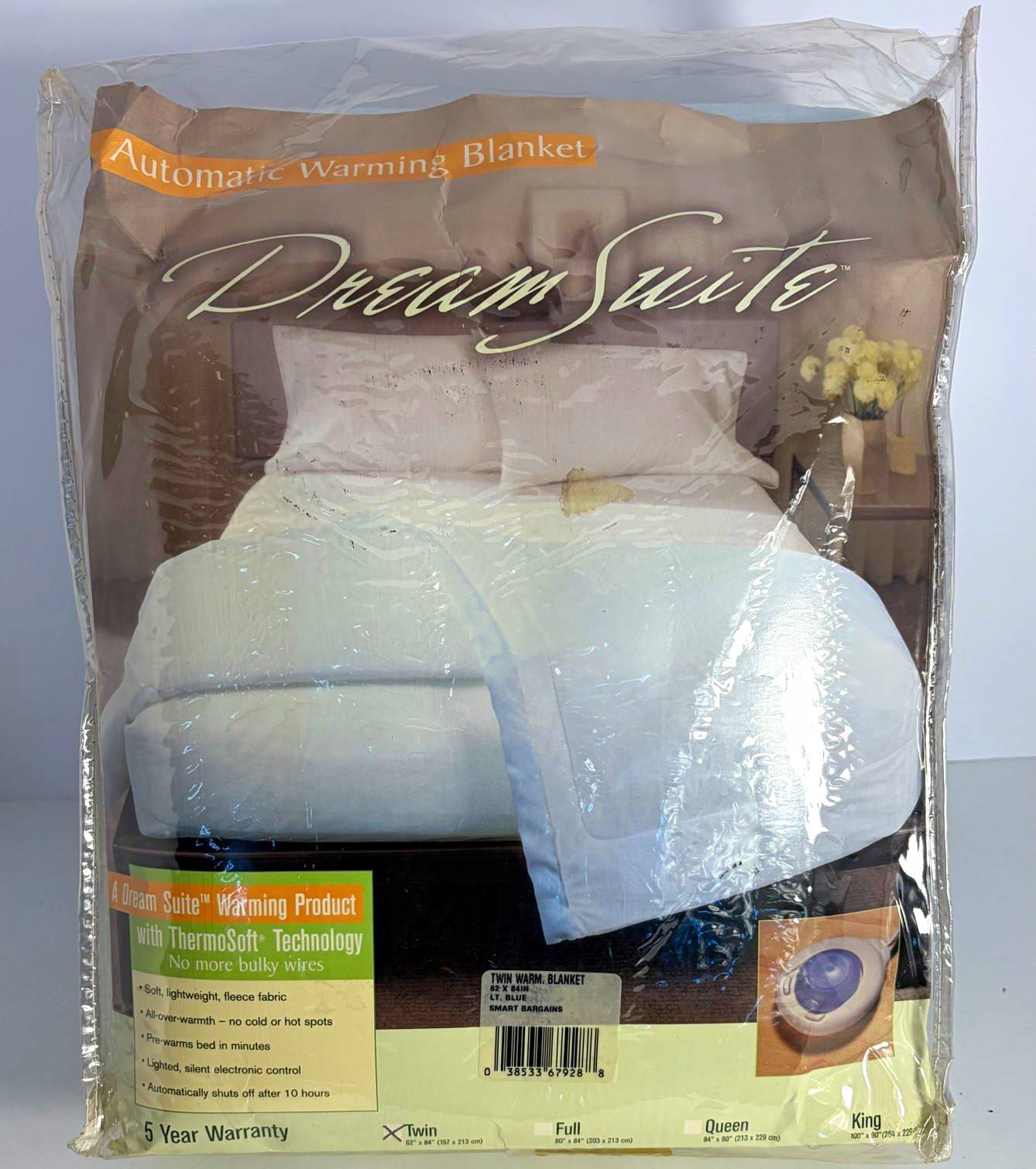 Vintage Dream Suite Automatic Warming Blanket Twin Blue New in Package