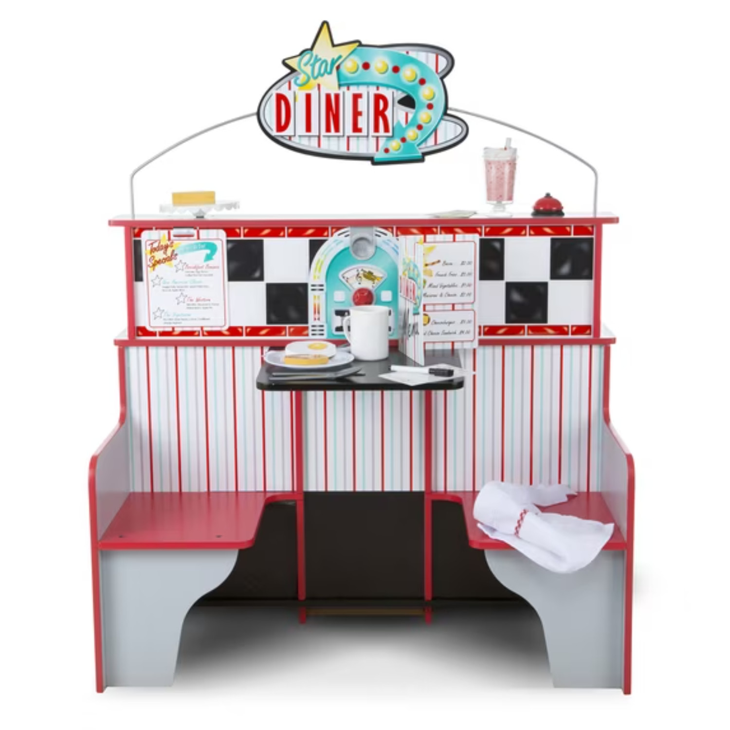 Melissa & Doug 3951 Double-Sided Wooden Star Diner Restaurant Play Space