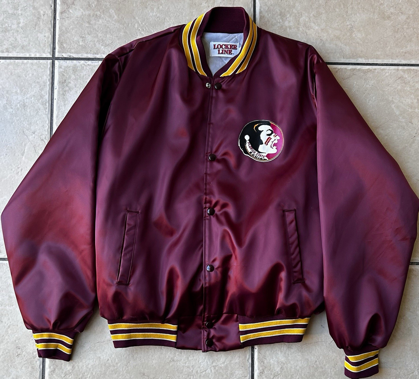 VTG 1992 RARE FSU Florida State Seminoles Satin Bomber Jacket NCAA XL 90s USA VTG 1992 RARE FSU Florida State Seminoles Satin Bomber Jacket NCAA XL 90s USA