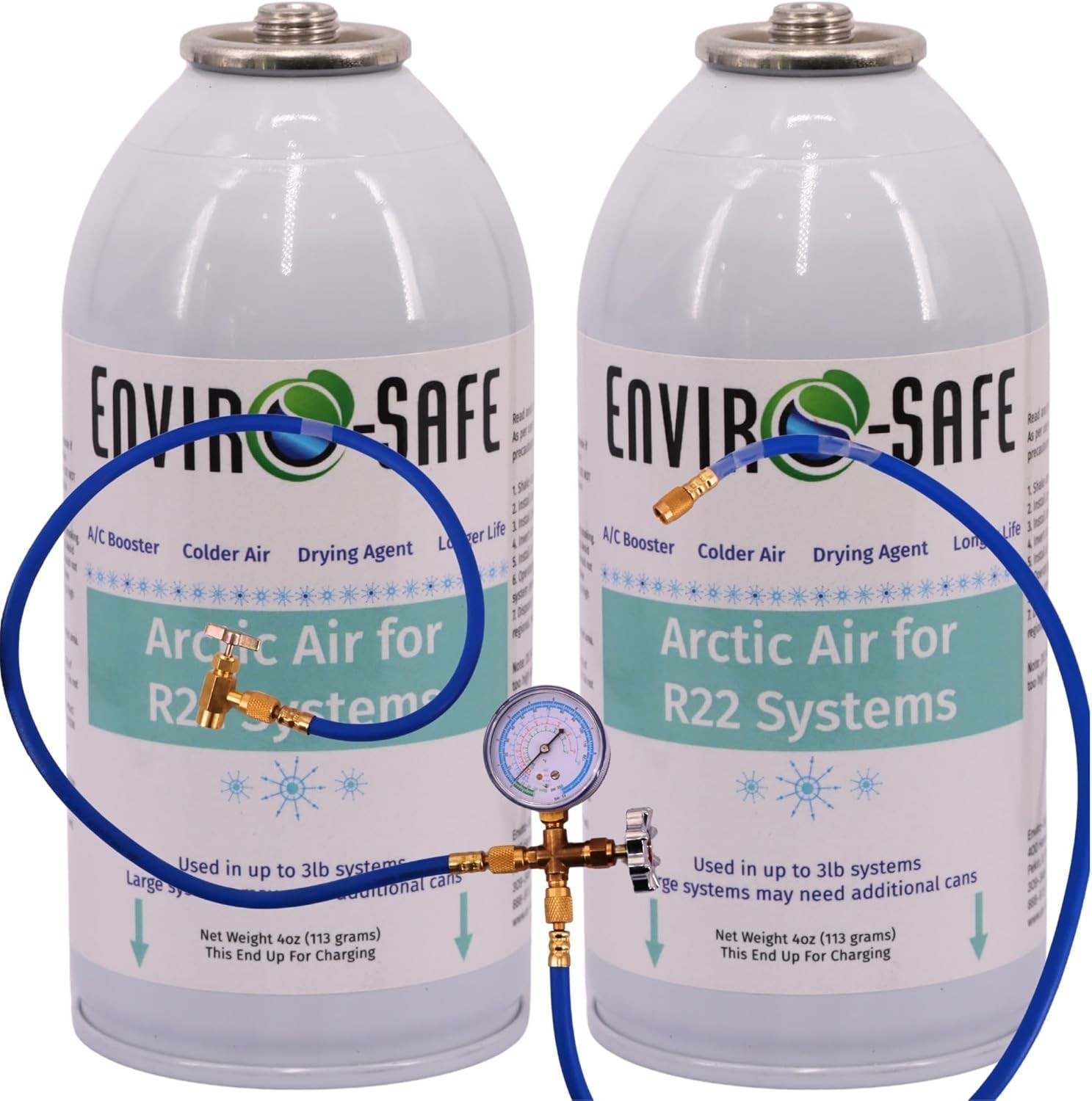 ENVIRO-SAFE Arctic Air for R22 Home Systems(2 Cans) 4oz.with Single Manifold Set ENVIRO-SAFE Arctic Air for R22 Home Systems(2 Cans) 4oz.with Single Manifold Set