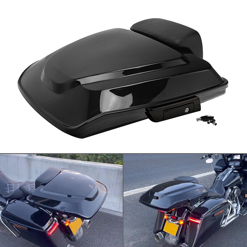 Black Razor Trunk w/ Backrest Fit For Harley Touring 2014-2025