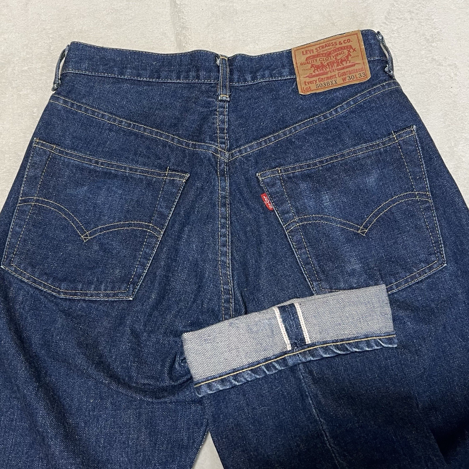 Levi\'s 503BXX Big E Selvedge Jeans 1991 Made in Japan Vintage Indigo Mint W30