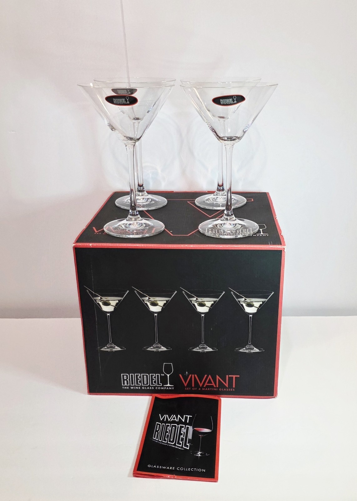 Set of 4 Riedel Vivant Lead Free Tyrol Crystal Martini Cocktail Glasses 7.4\