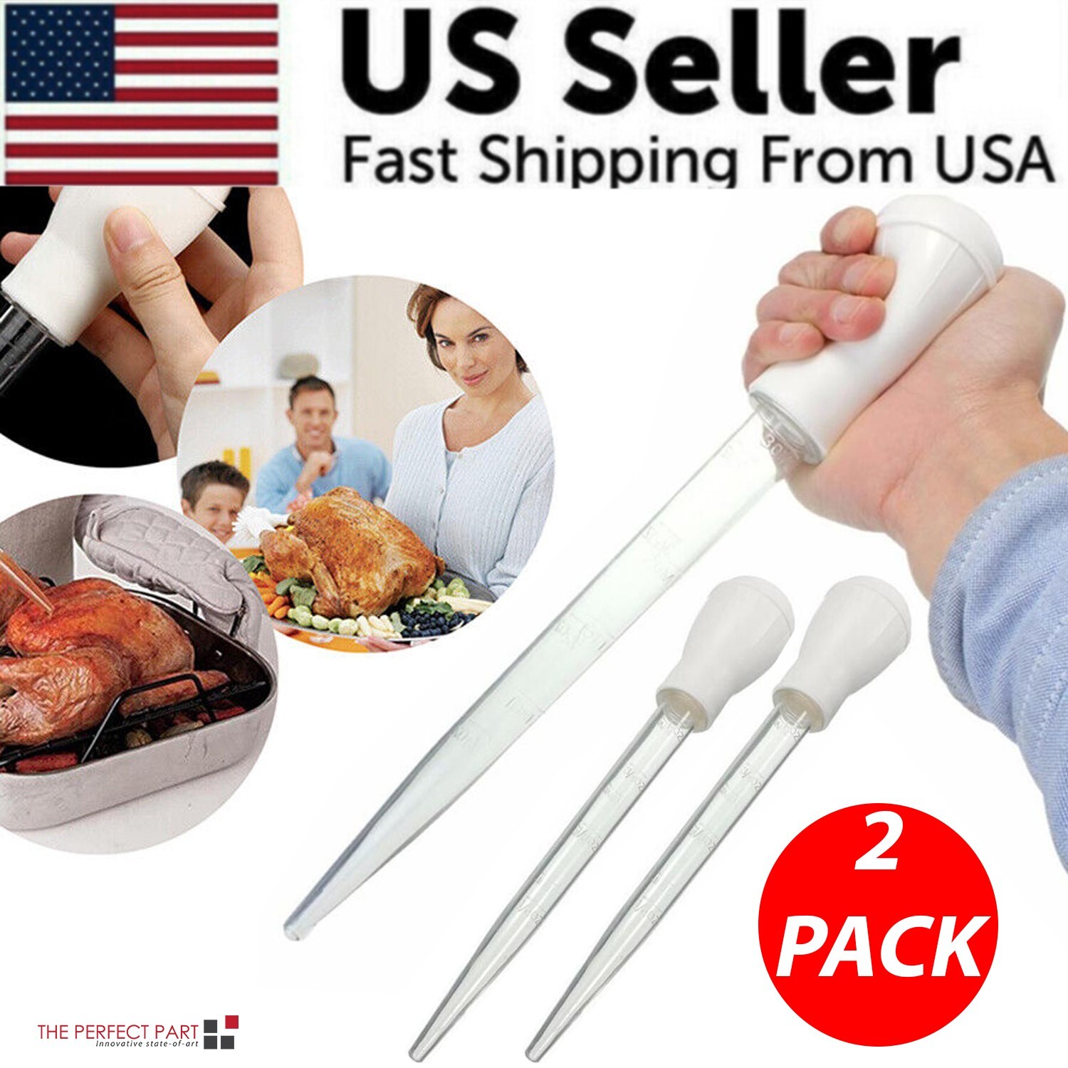 2 PCS Meat & Poultry Baster Heat Resistant BPA Free Turkey Syringe Flavor 30ML 2 PCS Meat & Poultry Baster Heat Resistant BPA Free Turkey Syringe Flavor 30ML