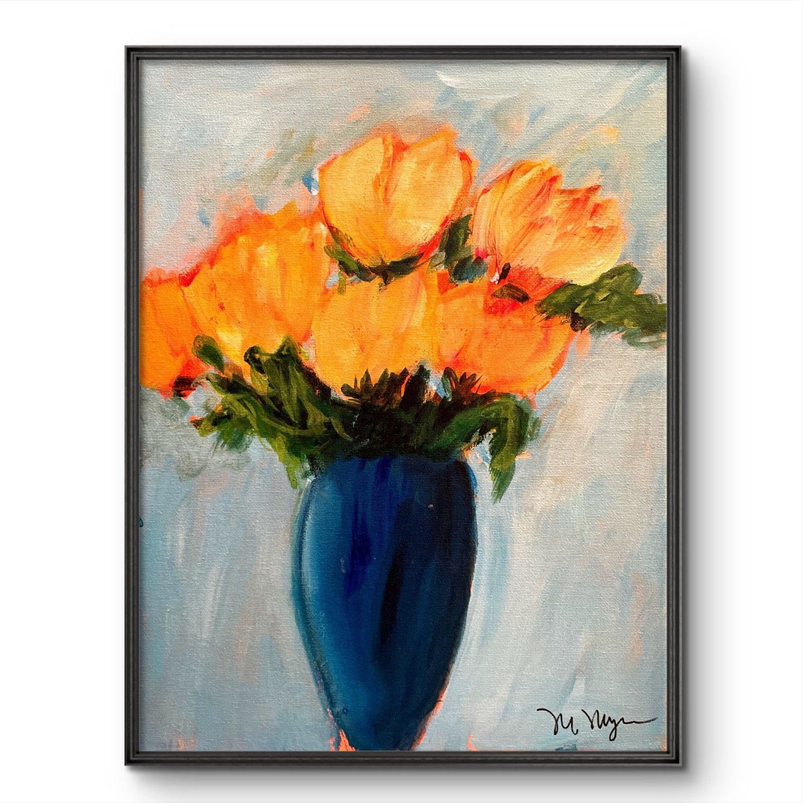 Mary Myers Original Expressionist Floral Still Life Painting 11x14 Acrylic
