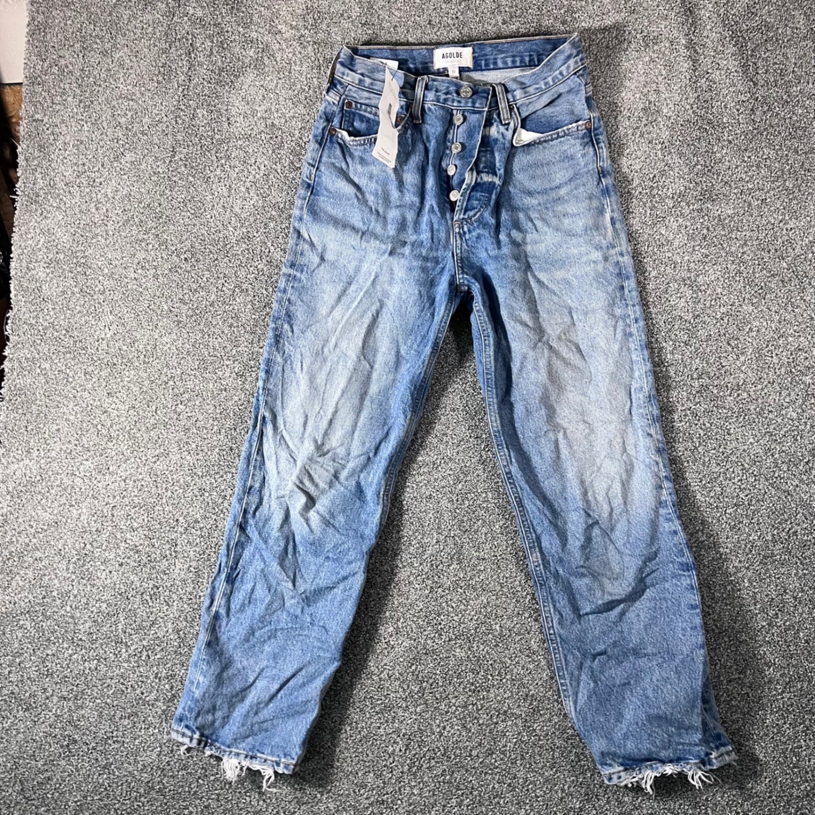 AGOLDE 90s Crop Jeans Womens 23 Light Wash Blue High Rise Straight Leg Denim
