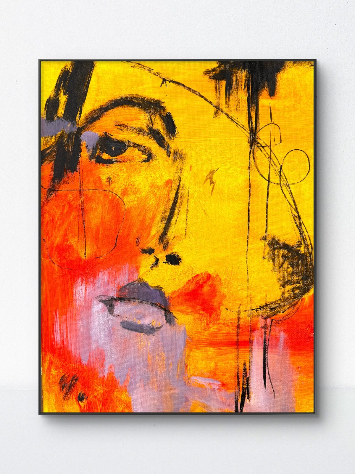 SAMATOWIC Original 11x14 Expressionist Abstract Female Face Painting Signed Wall