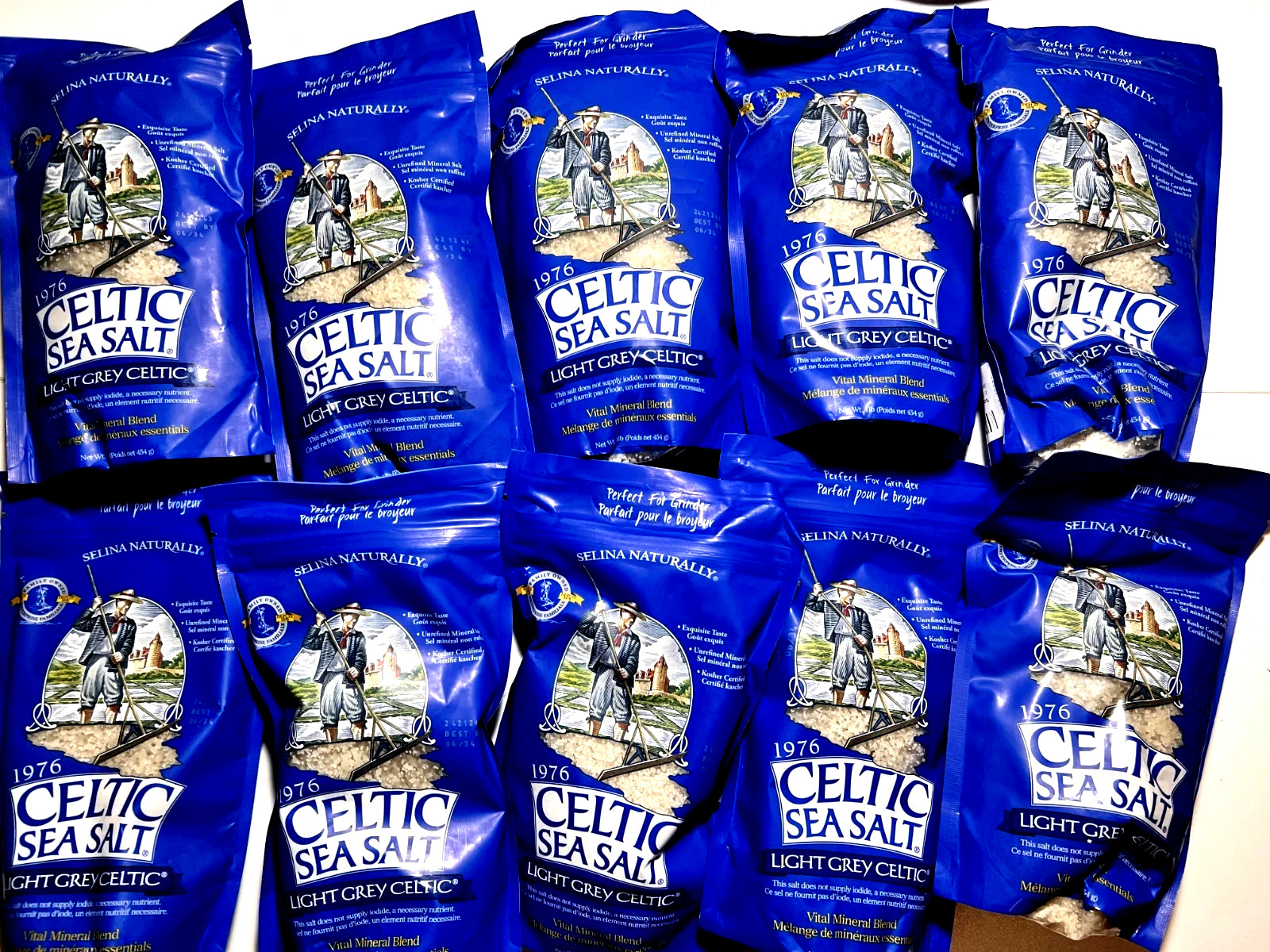 Selina Naturally Light Grey Celtic Sea Salt 1 Pound Resealable Bag 10 Bags Selina Naturally Light Grey Celtic Sea Salt 1 Pound Resealable Bag 10 Bags