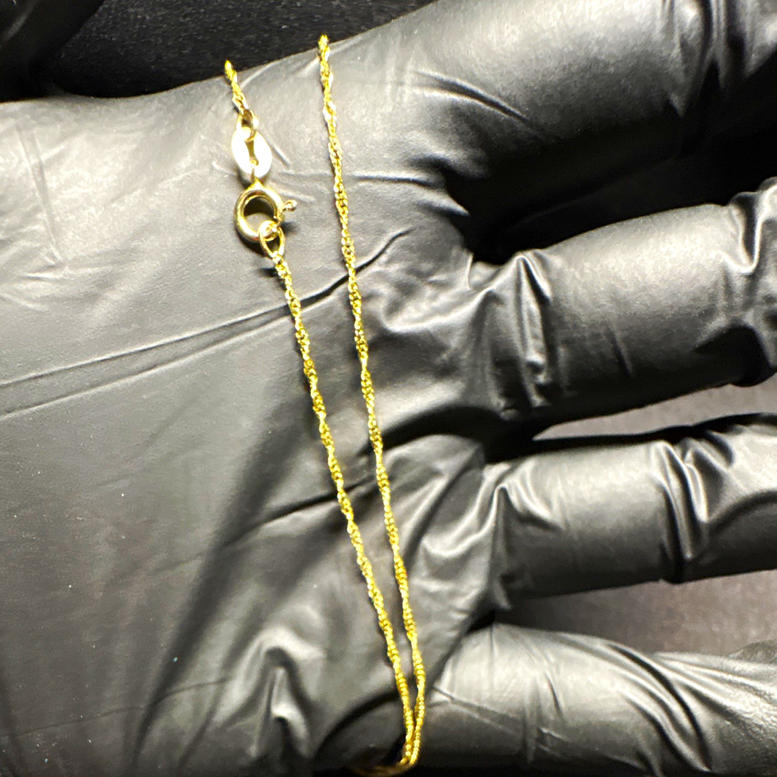 14K Yellow Gold Singapore Chain Necklace, Lobster Clasp, No Stone