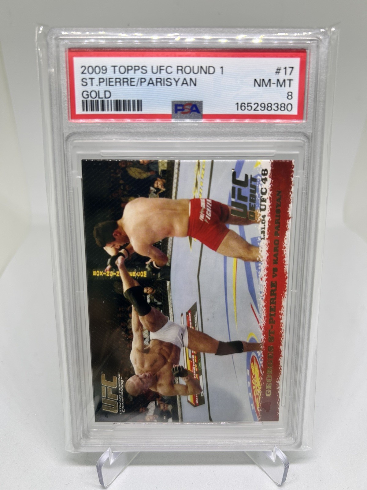 2009 Topps UFC ROUND 1 GEORGES ST. PIERRE GOLD SSP ROOKIE CARD #17 PSA 8 2009 Topps UFC ROUND 1 GEORGES ST. PIERRE GOLD SSP ROOKIE CARD #17 PSA 8