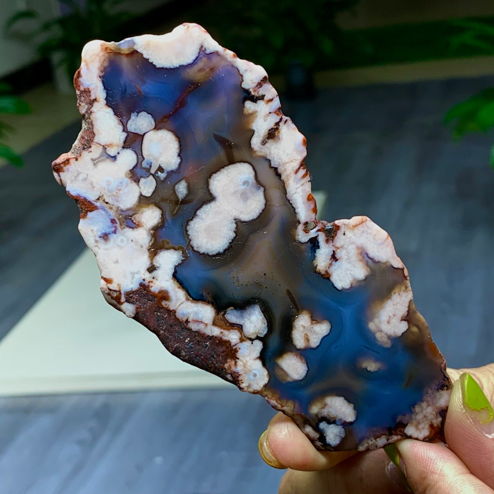 92G Natural Blue Cherry Blossom Agate Crystal Quartz Body Healing