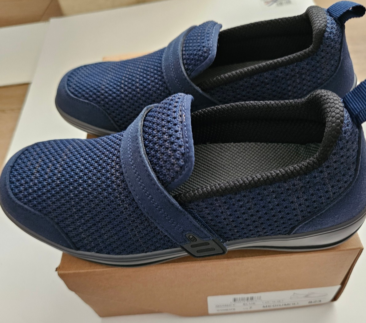 New OrthoFeet Quincy Stretch Knit Slip-on Casual Sneaker Navy Blue  7 B Women\'s