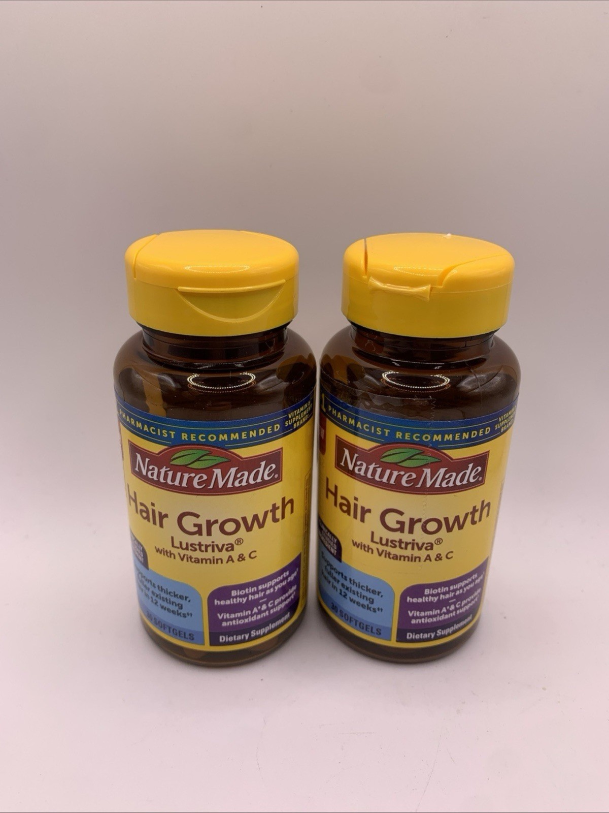 2 Pack Nature Made Hair Growth Lustriva 30 Softgels each 2 Pack Nature Made Hair Growth Lustriva 30 Softgels each