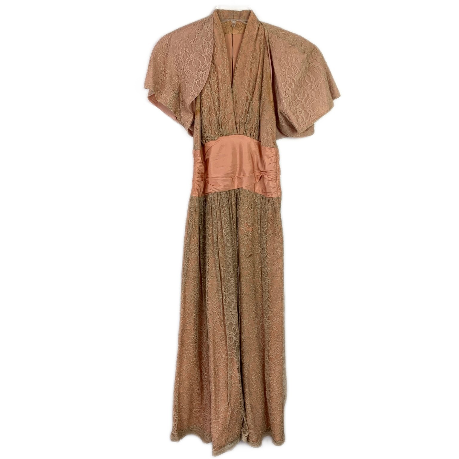 READ Vintage 1940s Peach Lace Evening Gown Dress Old Hollywood Glam READ Vintage 1940s Peach Lace Evening Gown Dress Old Hollywood Glam