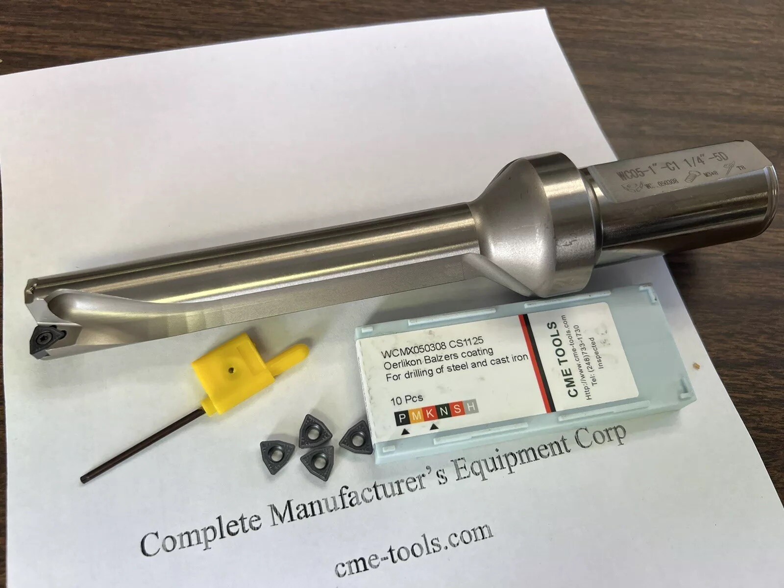 U drill 5D 1”x5”x8-/2”, X-long 1-1/4” shk,index, Extra 10pcs inserts #UD5-100