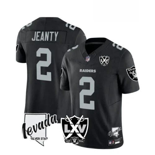 NWT Men\'s Ashton Jeanty 65th Anniversary MEN Stitched Jersey Black White++