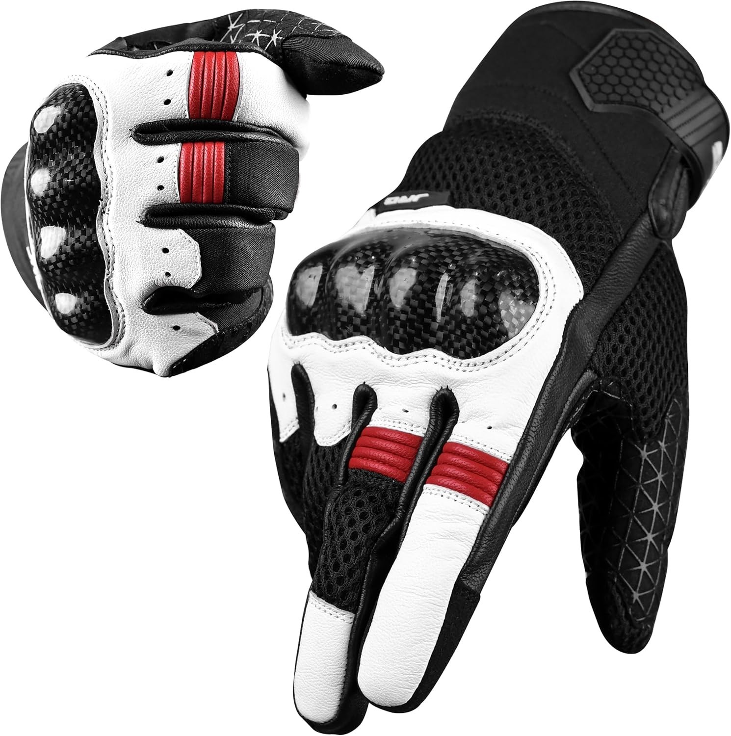 J.A.G. Leather Motorcycle Gloves for Men - Carbon Fiber Knuckle Protection