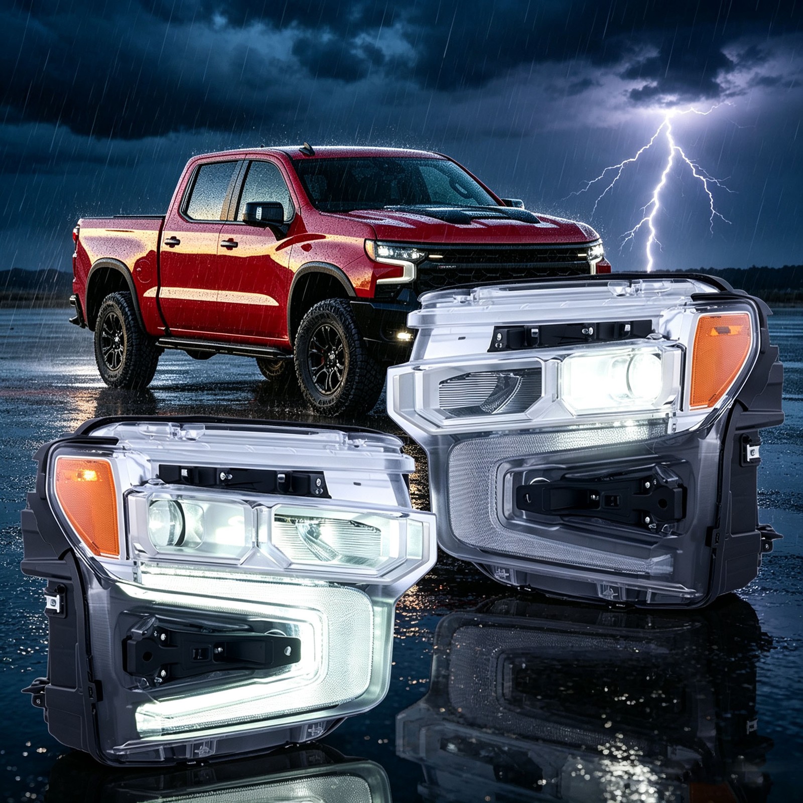 Pair VLAND For 2022-2024 Chevrolet Silverado 1500 Full LED Headlights Front Lamp