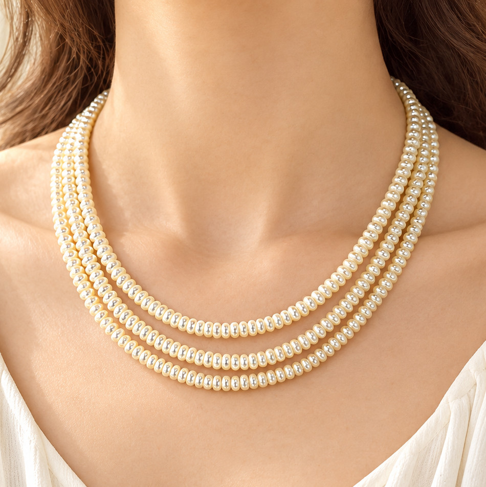 Vintage Signed TIL 925 Sterling Silver 3 Strand Genuine Button Pearl Necklace Vintage Signed TIL 925 Sterling Silver 3 Strand Genuine Button Pearl Necklace