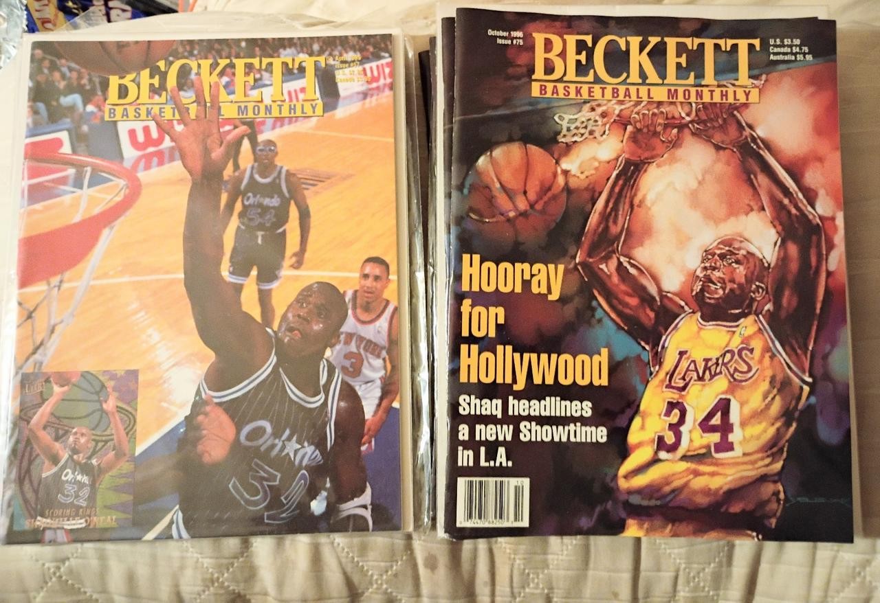 Vintage 1995-1996 Beckett Basketball Monthly Magazine 2-Issue Lot featuring Shaq Vintage 1995-1996 Beckett Basketball Monthly Magazine 2-Issue Lot featuring Shaq