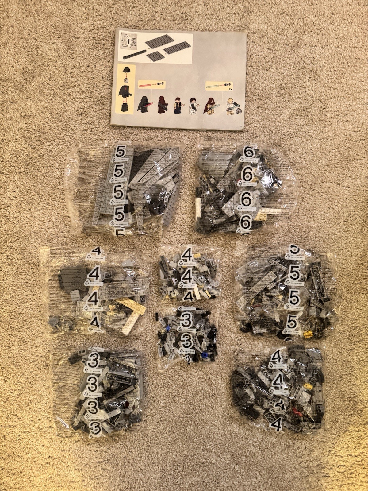 LEGO Star Wars 7965 Millennium Falcon Sealed Bags 3 4 5 6 Partial Set Incomplete