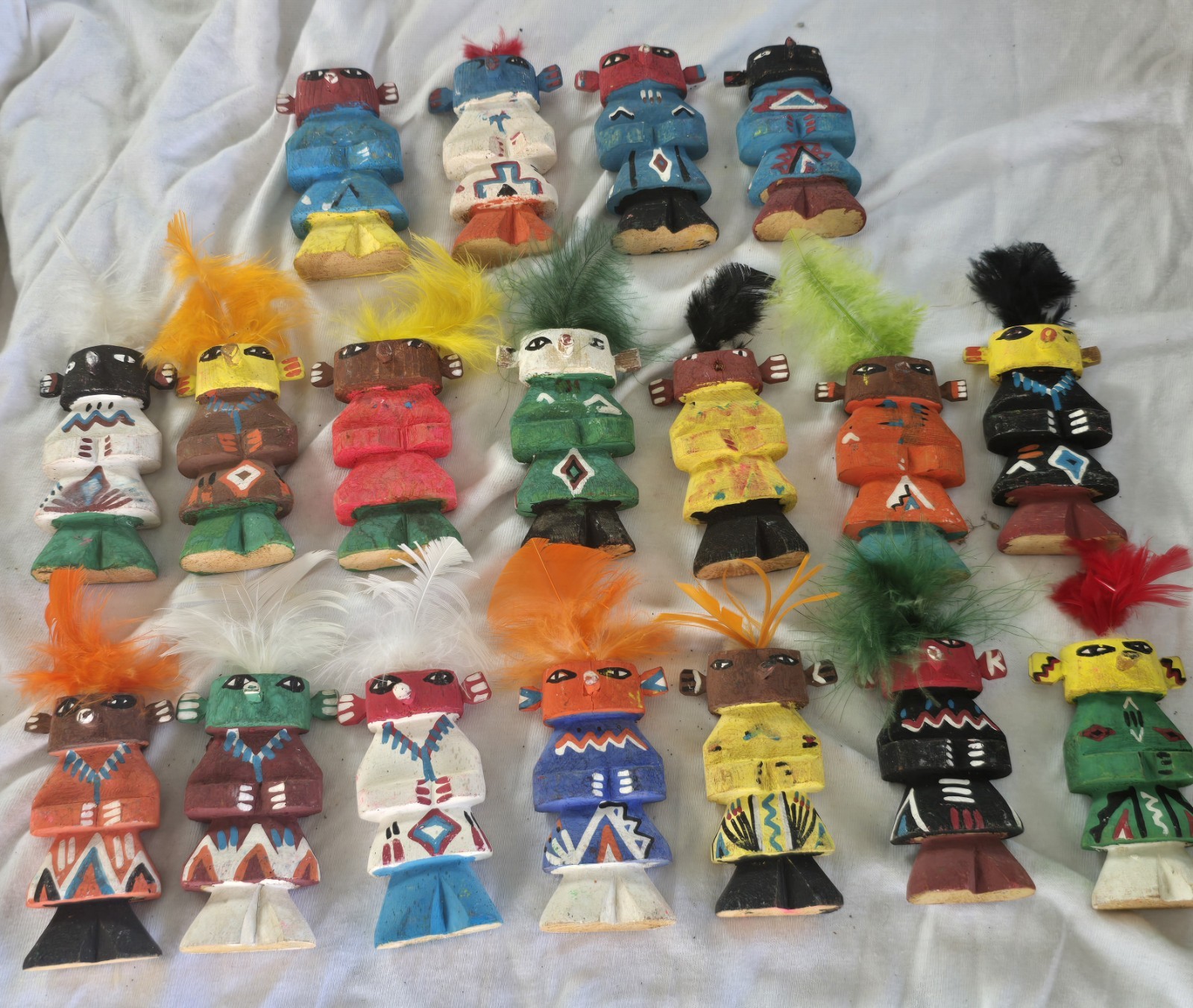 Vintage Navajo Indian Route 66 SouvenirTourist Trading Wood Kachina Doll Figures