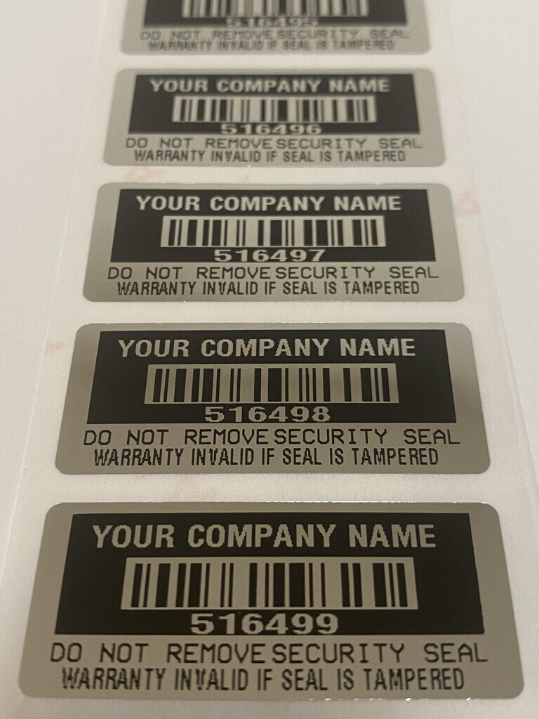 [QTY 250] CUSTOM PRINTED BLACK TAMPER EVIDENT VOID LABELS STICKERS SEALS