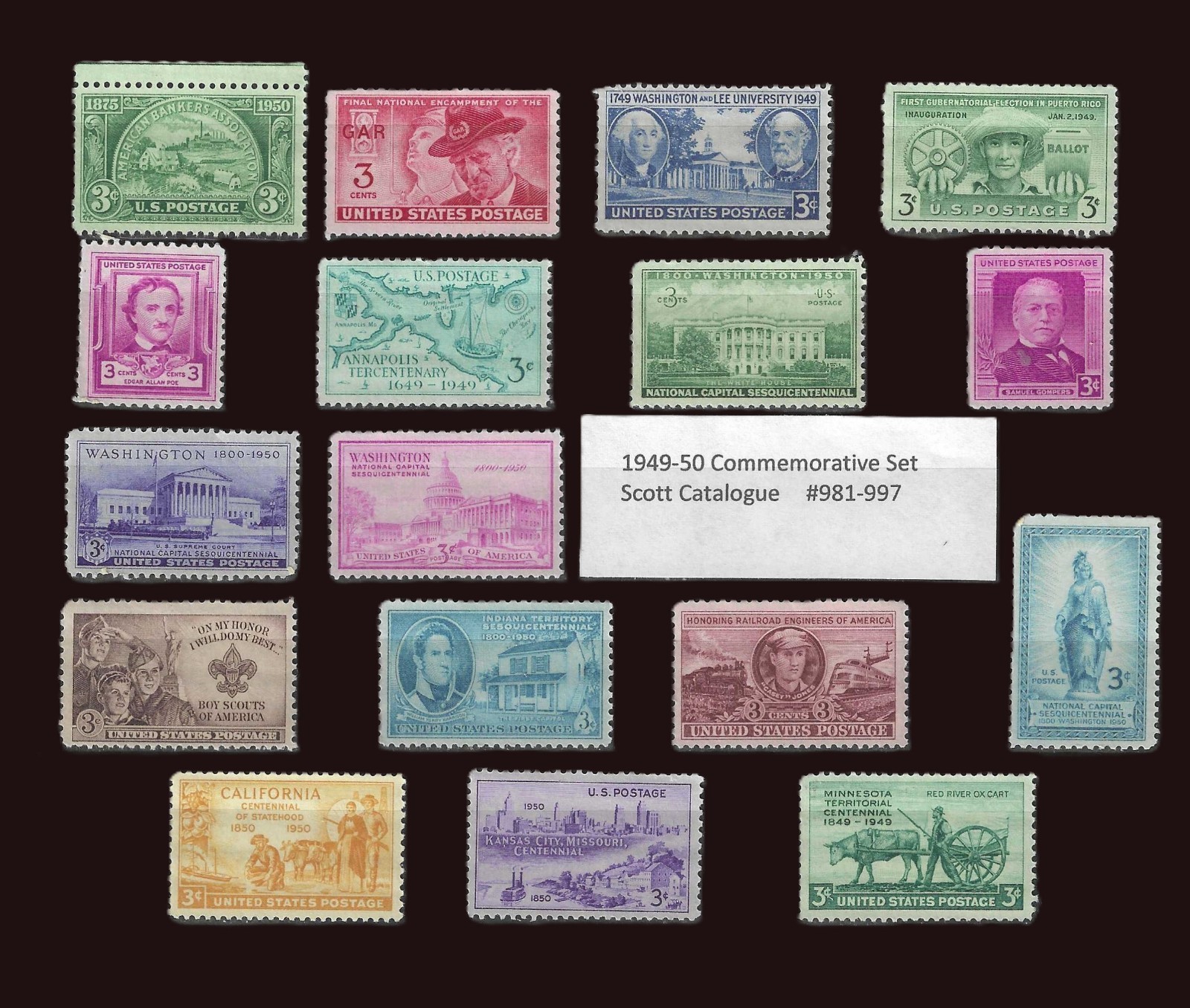 1949-1950 US Commemorative Year Sets (Complete) #981-997 MNH  
