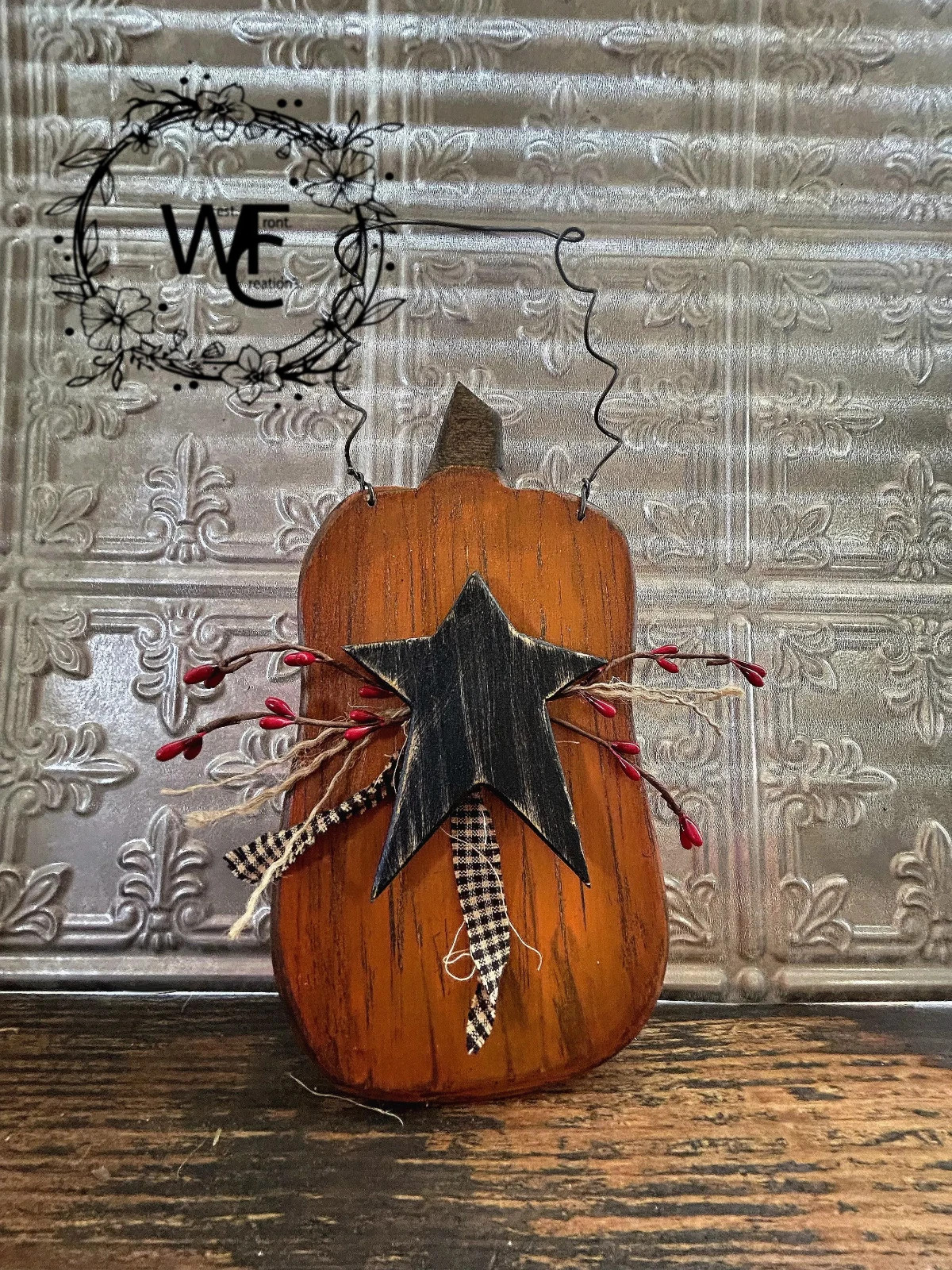 Primitive Rustic Fall Pumpkin Wall Decor ,