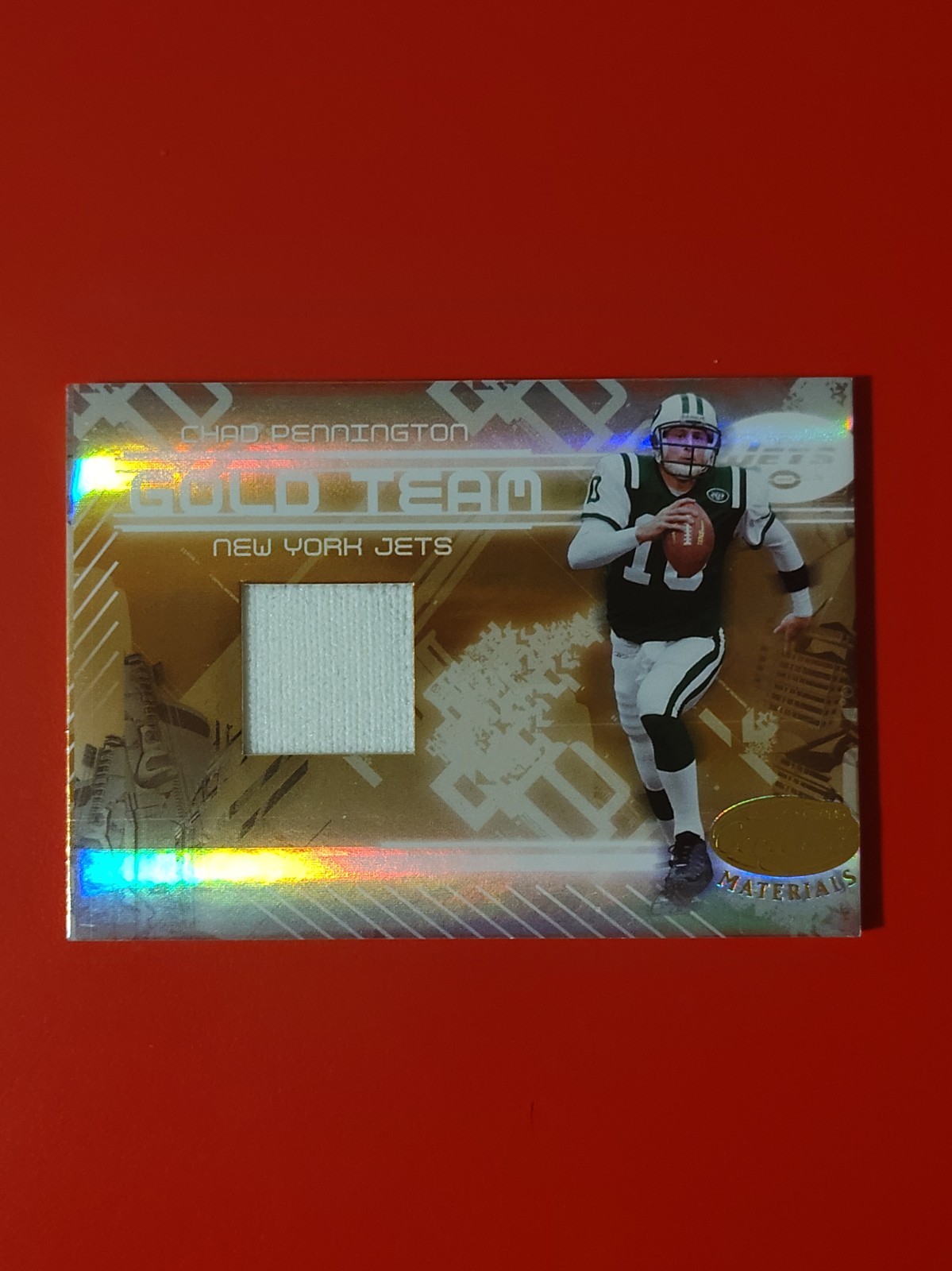 2005 Leaf Certified Materials Gold Team Chad Pennington Materials Prime /25 SSP 2005 Leaf Certified Materials Gold Team Chad Pennington Materials Prime /25 SSP