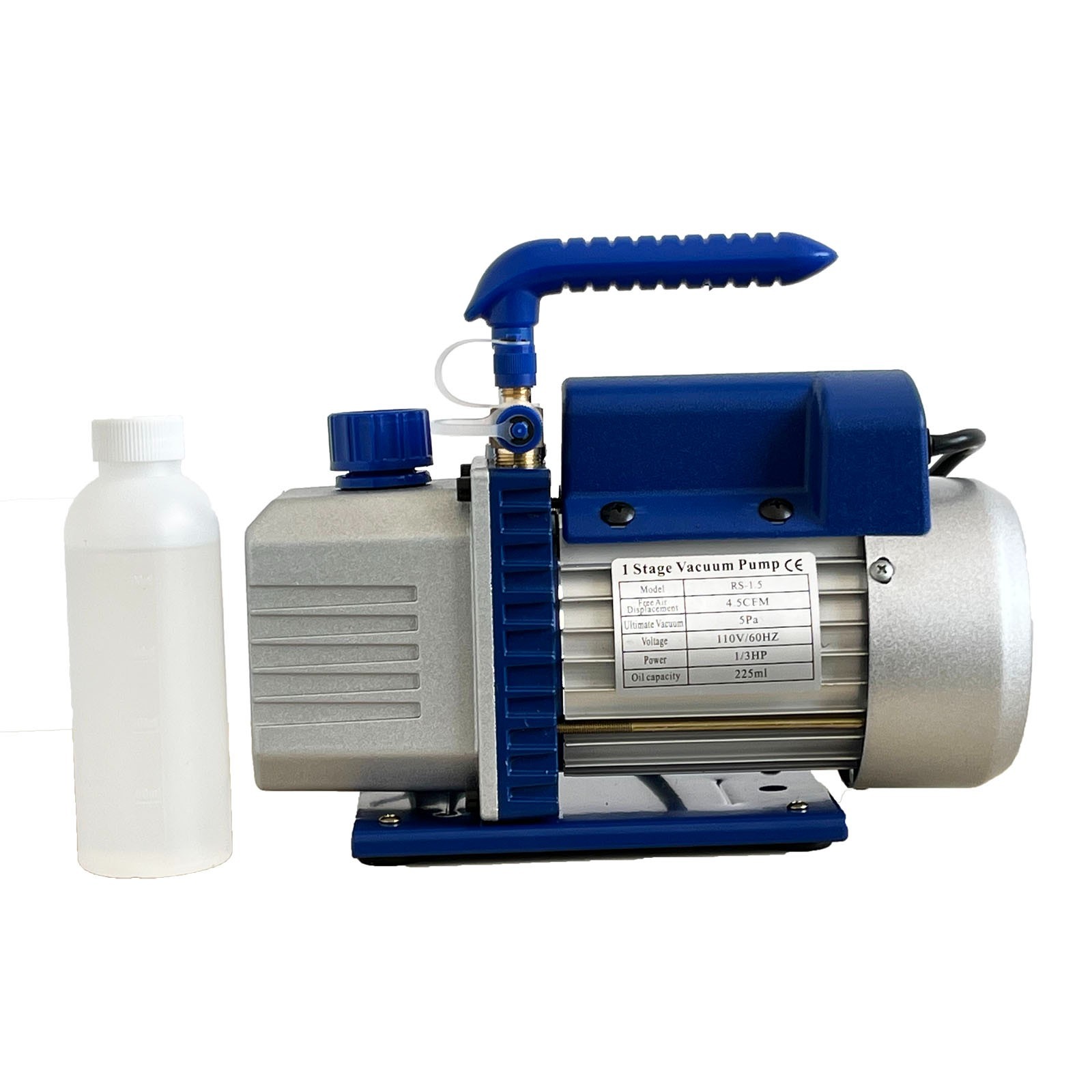 4.5 CFM Single-Stage Rotary Vacuum Pump HVAC/Auto AC 4.5CFM 1/3HP 1/4 4.5 CFM Single-Stage Rotary Vacuum Pump HVAC/Auto AC 4.5CFM 1/3HP 1/4