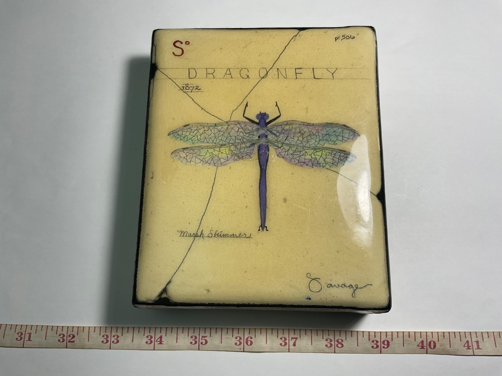 Pauline Savage Design Studio Signed Hand Painted Art Rare Dragonfly