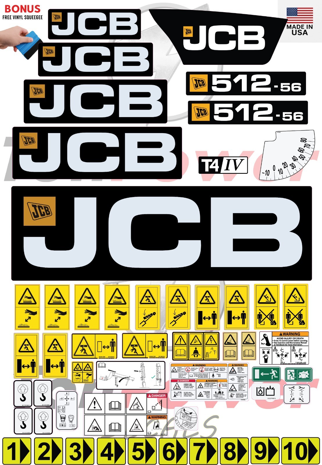 Fits JCB 512-56 (TIER 4) Decal Kit-Telescopic forklift 3M VINYL/FREE SHIPPING Fits JCB 512-56 (TIER 4) Decal Kit-Telescopic forklift 3M VINYL/FREE SHIPPING