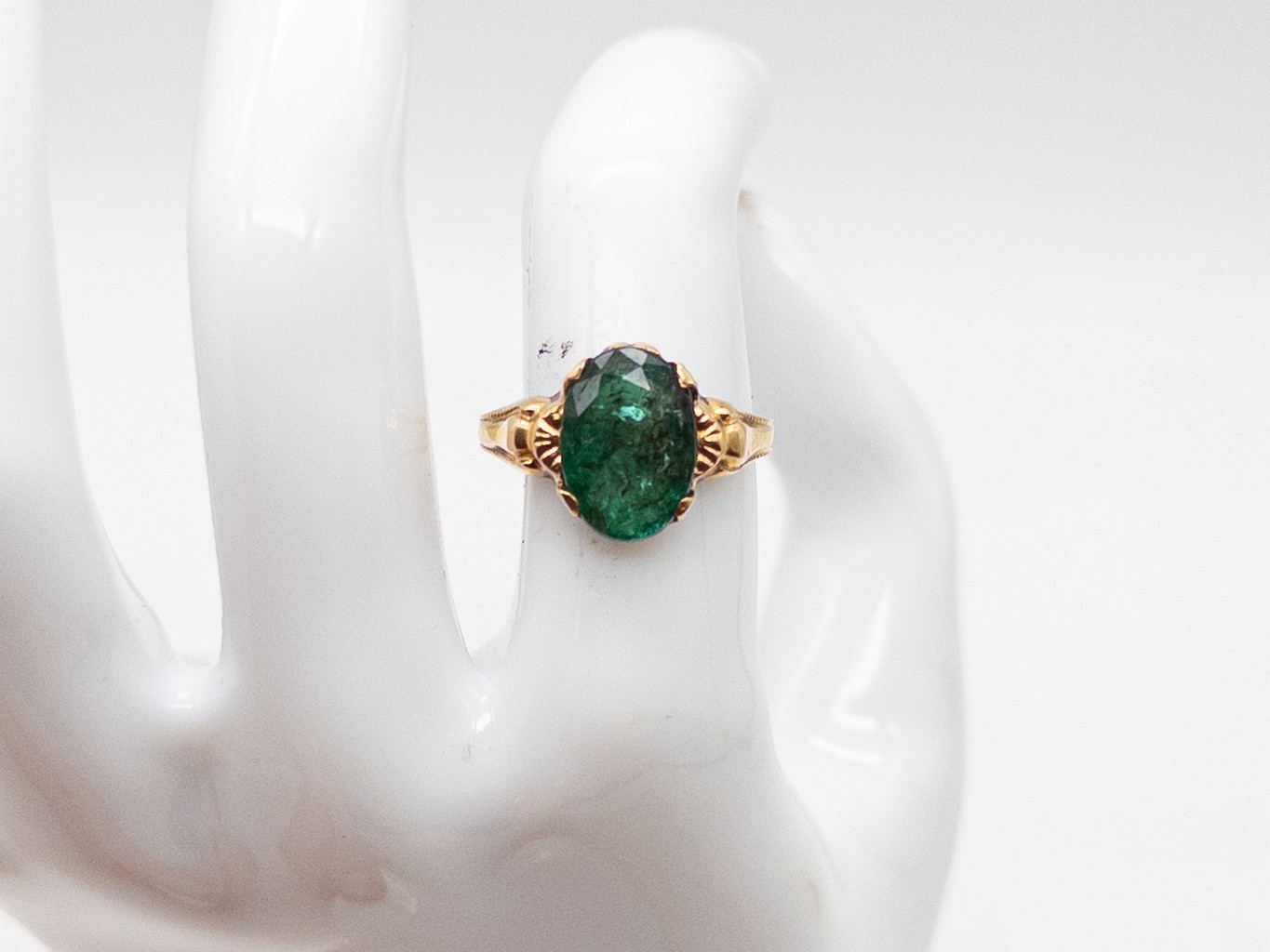Antique Ostby & Barton $6000 4ct AAA+++ Colombian Emerald 10k Yellow Gold Ring