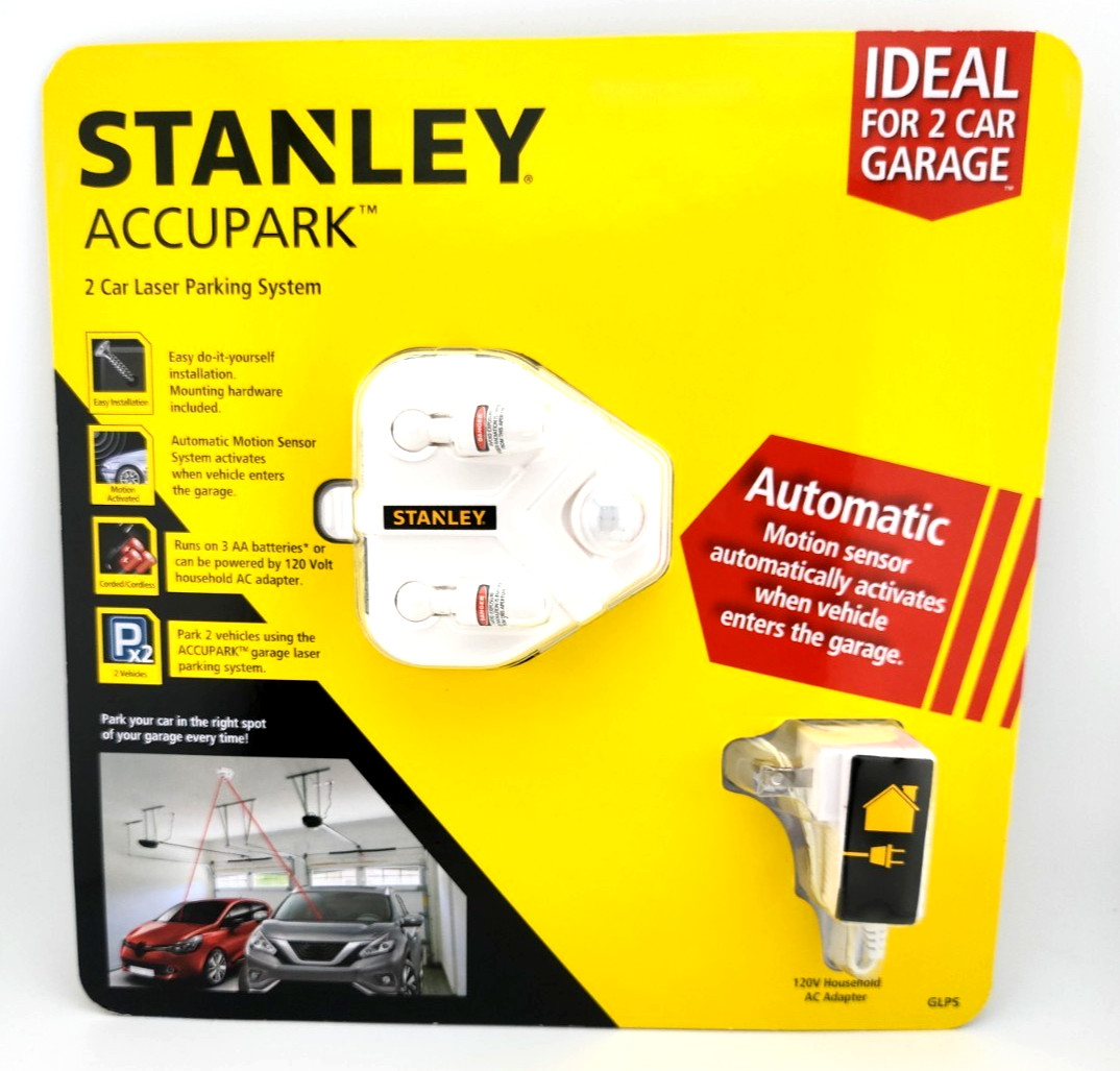 Stanley AccuPark Garage Parking System – 2‑Car Dual Laser – Motion Sensor – NEW